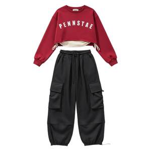 
Girls Jazz Dance Wear 2026 New Korean Style Long Sleeve Children's Sports Street Dance Wear Loose Fashionable Street Catwalk Wear