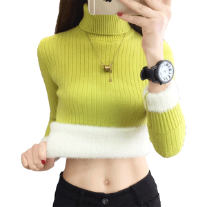 
Turtleneck plus velvet sweater for women autumn and winter 2025 new thickened one-piece velvet bottoming sweater with warm inner layer and loose knitted sweater