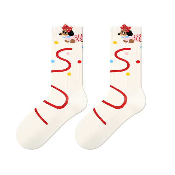 
JKN mid-calf socks for girls 2026 new gift box cartoon socks cute pure boneless cotton fun spring and summer sweat-absorbent