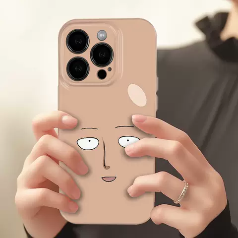 Anime One-Punch Man Saitama Expression Phone Case for iPhone, Xiaomi