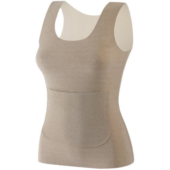 双兜保暖背心女秋冬德绒无痕吊带加绒加厚防寒内搭打底衫大码上衣