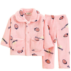 Autumn and winter Children's flavored pajamas, children, warm and velvet home clothes, thick coral velvet suits