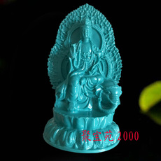 Ювелирные камни 仿绿松石雕刻普贤菩萨摆件文殊普贤绿度母玉石摆件平安观音家居