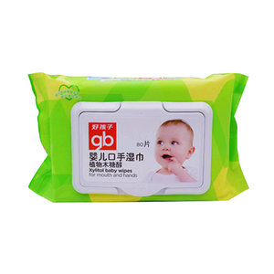 Good baby hand and mouth wipes for children xylitol newborn cotton soft wet tissue 80 pieces with lid 24 packs
