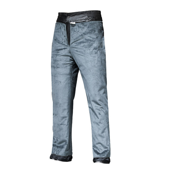 Haining leather pants men's header cowhide disassembly plus velvet thickened locomotive loose middle -aged warm motorcycle