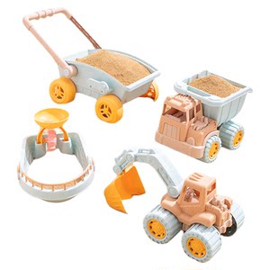 Children's beach toys playing with sand and digging on the beach baby indoor shovel bucket hourglass digging tool cart set
