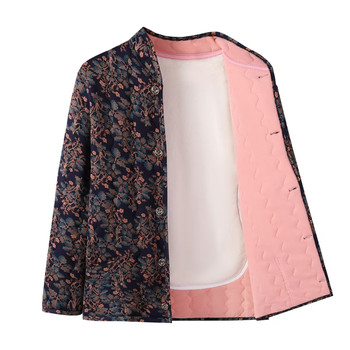 
Middle-aged and elderly women's cotton-padded coats and velvet jackets, mother's clothing, autumn and winter small floral jackets, grandma's cotton-padded clothes, warm floral tops
