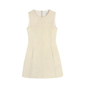 
pusumede French retro sleeveless round neck vest dress for women summer waist slimming A-line skirt