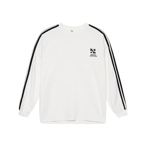 
Men's American striped raglan long-sleeved T-shirt for men and women's spring new versatile contrasting color college style sports base shirt