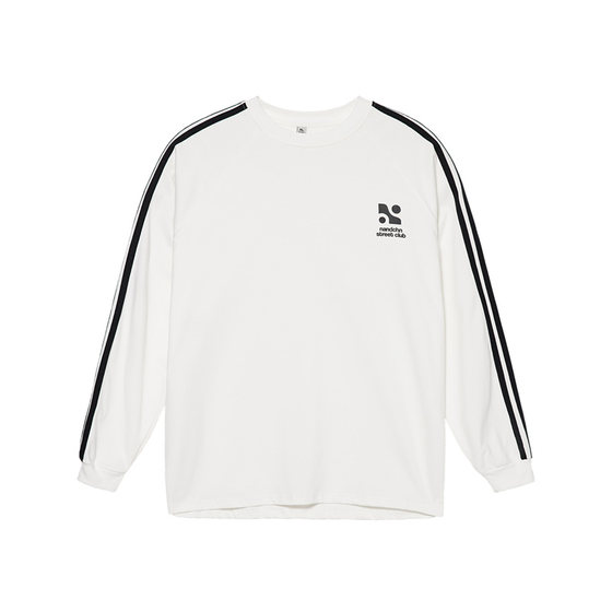 
Men's American striped raglan long-sleeved T-shirt for men and women's spring new versatile contrasting color college style sports base shirt