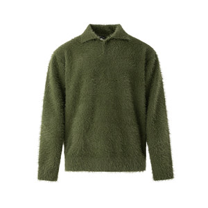 
MRCYC Mohair Lapel Pullover Sweater Men's Winter Loose Warm Knitwear Korean Style Relaxation Wear