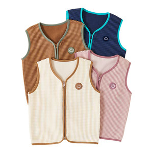 
Girls' vests for autumn and winter, children's thermal vests, boys' thickened coats, baby cardigans with velvet pony clips inside