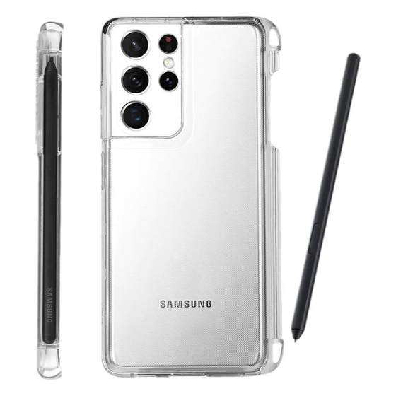 
Samsung S21 Ultra mobile phone case with pen slot transparent pen suitable for stylus full-inclusive high-end anti-fall protection