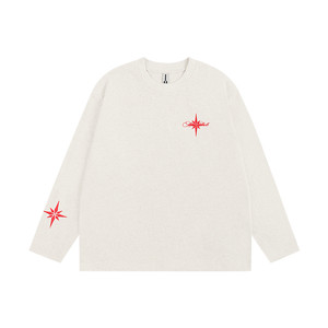 
ATRY Polar Star embroidered T-shirt men's spring new floral letter design comfortable bottoming shirt long-sleeved women