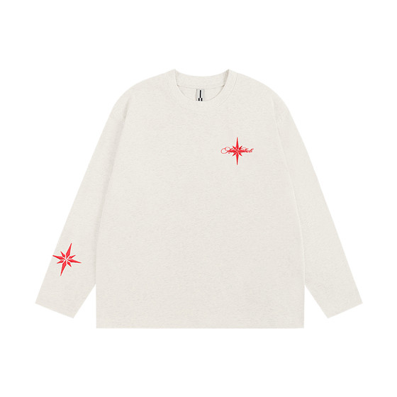 
ATRY Polar Star embroidered T-shirt men's spring new floral letter design comfortable bottoming shirt long-sleeved women