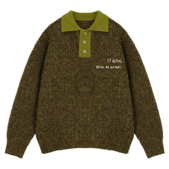 
BJHG Reckless Retro Couple Sweater Men's Winter New Lazy Lapel Casual Knitted Sweater Top Women