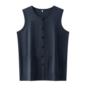 
Shenben thin cardigan men's high-end cotton vest summer sleeveless vest middle-aged and elderly sweat shirt old men's shirt waistcoat