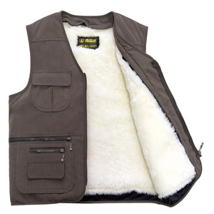 
Winter wool vest for middle-aged and elderly men, fur all-in-one warm and thickened cotton waistcoat, daddy vest, sheepskin vest