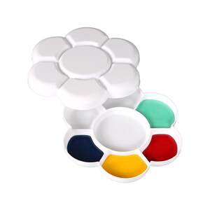 
Double-layer plastic plum blossom palette with cover creative paint box with cover for primary school students art watercolor gouache paint palette easy to clean special palette painting tray gouache acrylic oil painting tray