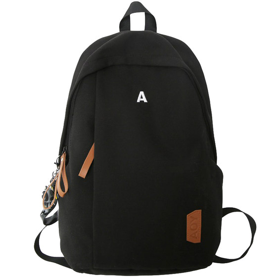 High school student schoolbag boys college students black computer backpack women's high -level sensory solid color travel backpack large capacity
