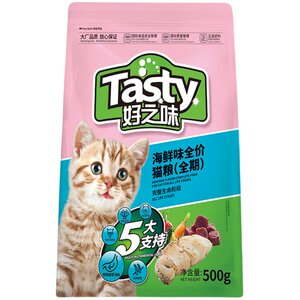 Okay, cat food 500g of seafood -flavored kittens, cats, cats main grain, short English short cat food to help digestion kitten
