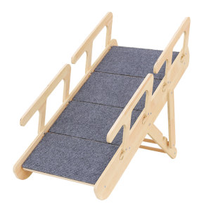 Log style pet climbing ladder, universal foldable multi-functional indoor step stool for cats and dogs, adjustable pet supplies