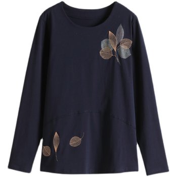 Women's non-pilling and non-fading pure cotton long-sleeved top