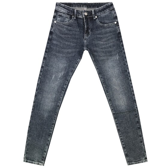 Be old blue -gray wild classic elastic denim trousers men's tide autumn new Korean version of slim feet society youth net red