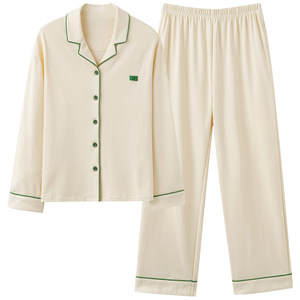 Pure cotton women's pajamas spring and autumn 2026 new couple long-sleeved trousers suit men's home clothes can be worn outside