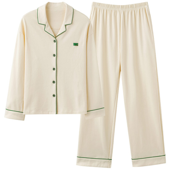 Pure cotton women's pajamas spring and autumn 2026 new couple long-sleeved trousers suit men's home clothes can be worn outside