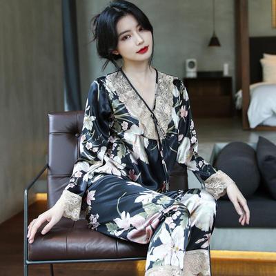 taobao agent Autumn silk thin pijama, set, 2023 collection, long sleeve
