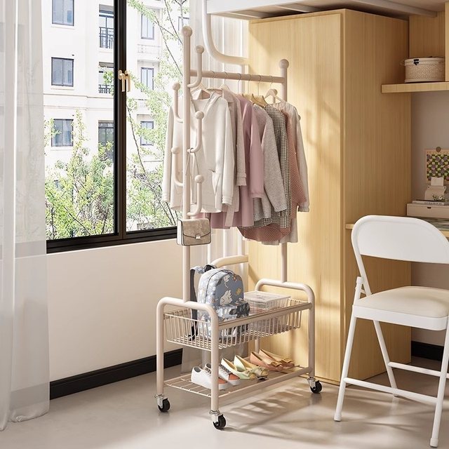 Stand Up Hanging Robe Rack Hanging hanger room bedroom floor -to -ceiling rod -type cloak rack ...