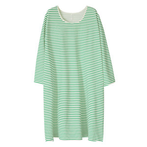 
Beiyan's new pajamas for women in spring and autumn soft modal cotton long-sleeved nightgown casual striped vacation style dress