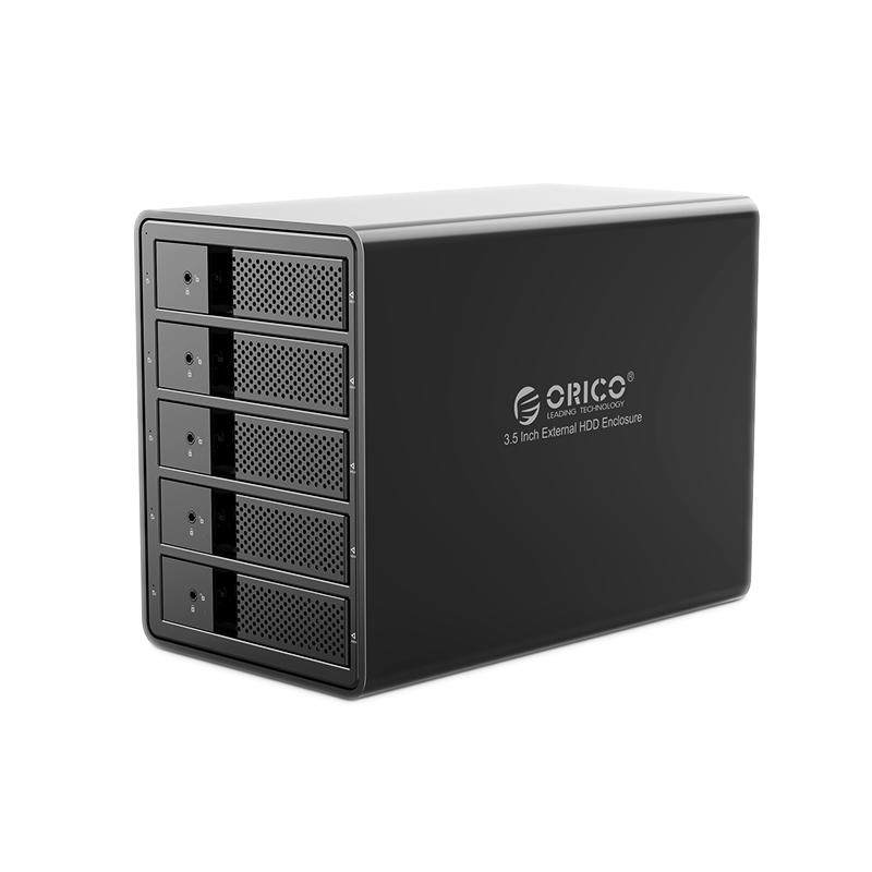 Gabinete Externo Para 5 Discos Duros ORICO - USB 3.0/eSATA, Bahías Hot-swap, Aleación De Aluminio, Negro