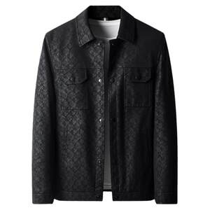 
2025 Autumn and Winter Haining Genuine Leather Jacket Men's Handsome Slim Motorcycle Leather Jacket Sheepskin Jacket Top Trend