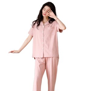造福鸟官方旗舰店高级感减龄纯棉睡衣粉短袖长裤2026新款女家居服