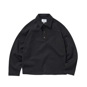 
714stree loose long sleeve knitted sweater men's 25 autumn retro woolen lapel drop rotator sleeve couple POLO shirt