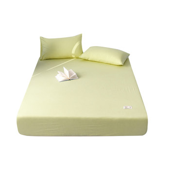 Maternal and infant grade washed cotton fitted sheet single piece solid color bedspread three-piece set Simmons mattress protector anti-slip sheet 1