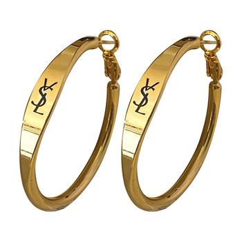
Golden letters large circle earrings for women in Europe and America retro temperament high-end earrings exaggerated and atmospheric design earrings