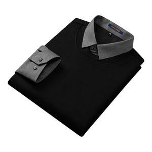 
[Cashmere + 7A antibacterial] Luo Meng spring business fake two-piece sweater long-sleeved shirt bottoming sweater for men