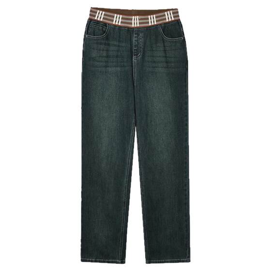 Winter 2025 Outlets Authentic High-End AE Series Color Block Design Trousers Elastic Waist Micro-Elastic Down Pants Women