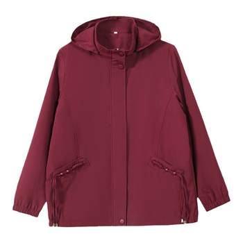 Middle-aged and elderly women's long-sleeved fat plus larger windbreaker jacket
