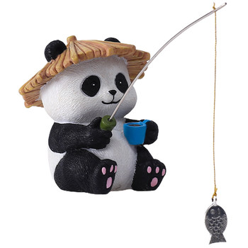 Cute panda fishing aquarium fish pond fish tank decoration
