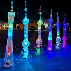 3D модель члена маятник 七彩广州塔纪念品东方明珠塔摆件模型led灯发光礼物地标建筑旅游