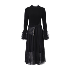 
Live Aidil brand women's spliced ​​design long-sleeved knitted high-waist dress 1D4M40269