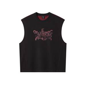 
[Contrast Color Graffiti] Carbine Cotton Printed Vest Men's 2026 Summer New Casual Wine Red Hygroscopic T-shirt