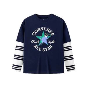 
Converse children's clothing children's long-sleeved T-shirt boys' tops fake two pieces 2026 spring new style medium and large children's spring and autumn clothing trend