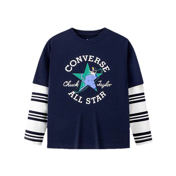 
Converse children's clothing children's long-sleeved T-shirt boys' tops fake two pieces 2026 spring new style medium and large children's spring and autumn clothing trend