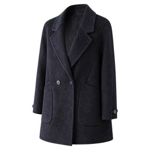 
Navy double-sided cashmere women's coat 2025 autumn and winter new style mid-length style age-reducing mother's wool woolen coat