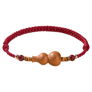 
Qingxiangtai natural Taishan old peach wood gourd red rope bracelet for girls 2026 year of birth and safety hand rope and anklet for men